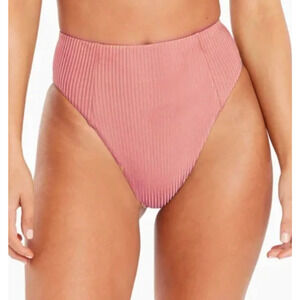 Vitamin A Sienna Bikini Bottom Size XL (12) Pink Ribbed High Waist Bridal Flirty